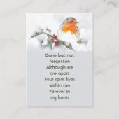 Memorial Keepsake English Robin Bird 名刺 (裏面)