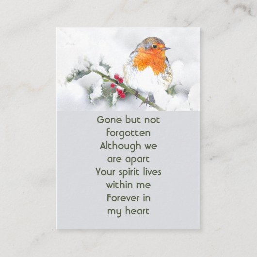 Memorial Keepsake English Robin Bird 名刺 (裏面)
