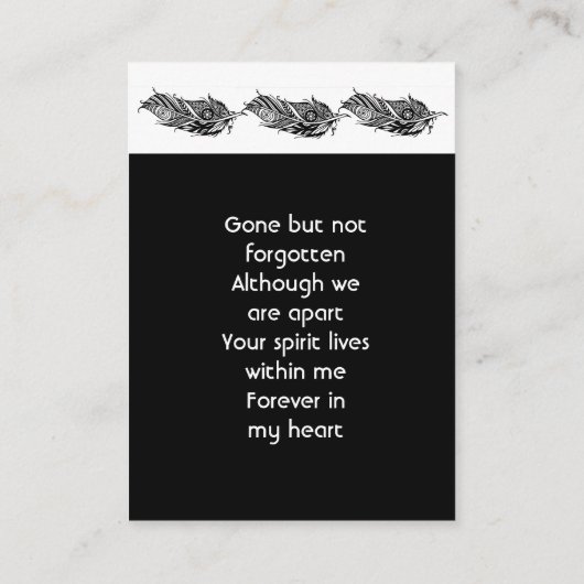 Memorial Keepsake Feather Tribal Boho  名刺 (裏面)