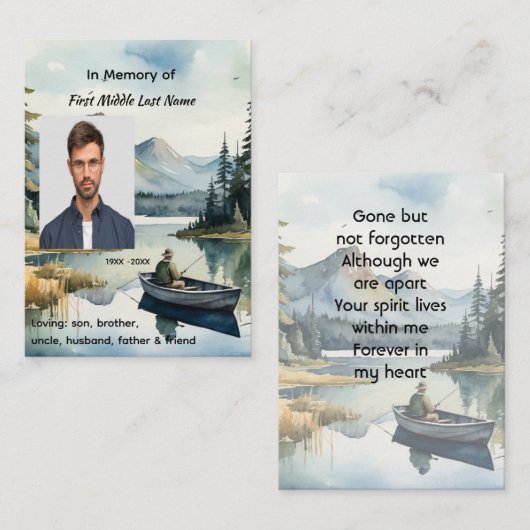 Memorial Keepsake Fishing Lake in Boat コーリングカード (正面/裏面)