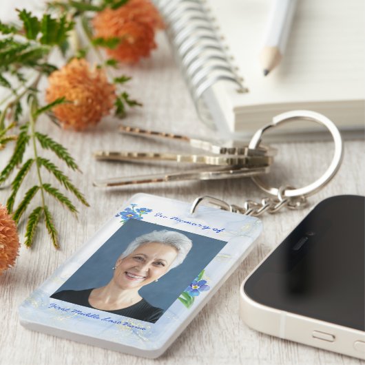  Memorial Keepsake Forget me Not" Flowers キーホルダー (正面右)