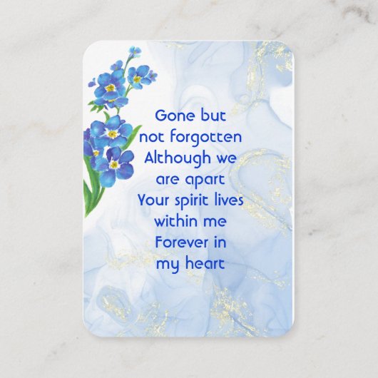  Memorial Keepsake Forget me Not" Flowers 名刺 (裏面)