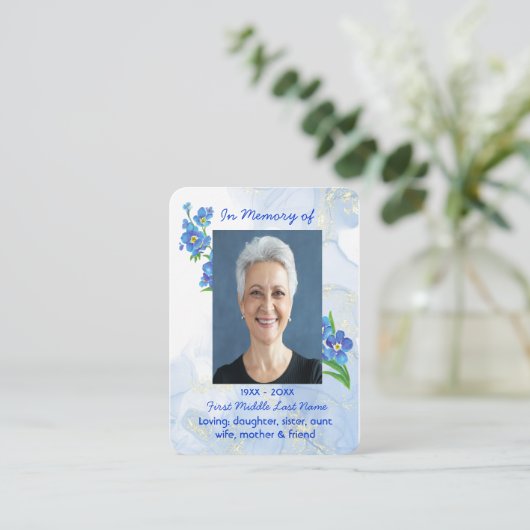  Memorial Keepsake Forget me Not" Flowers 名刺 (スタンド正面)