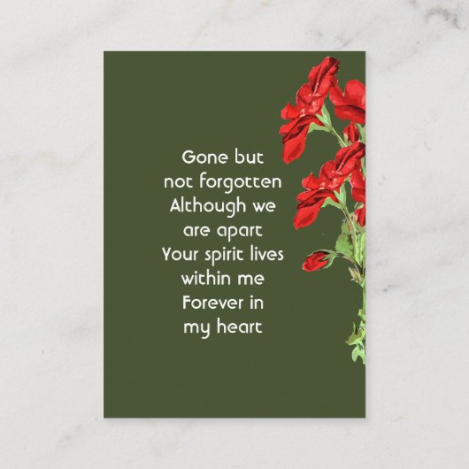 Memorial Keepsake Geranium Flower 名刺 (裏面)