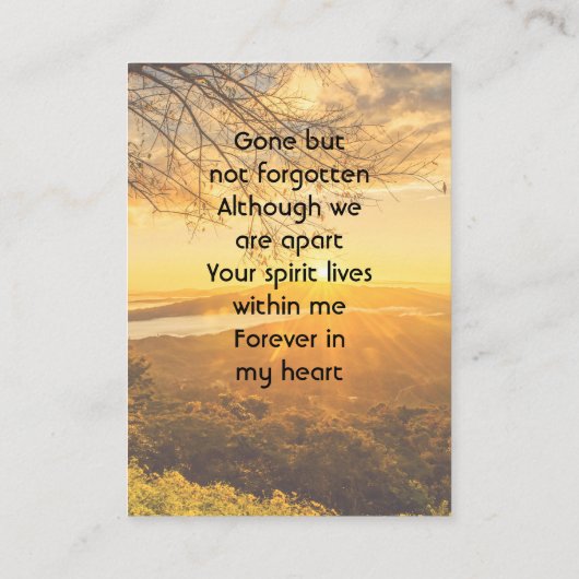 Memorial Keepsake Golden Sunrise 名刺 (裏面)