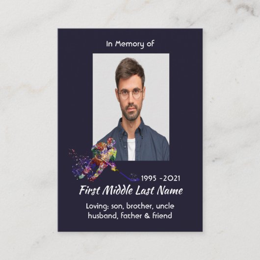 Memorial Keepsake Hockey Player Sport 名刺 (正面)