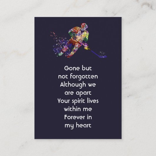 Memorial Keepsake Hockey Player Sport 名刺 (裏面)