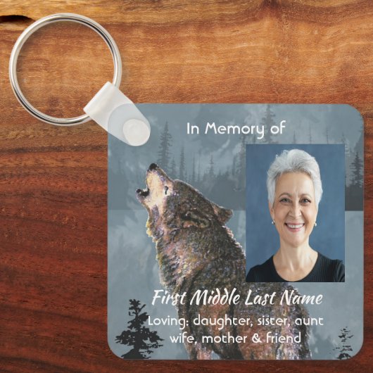 Memorial Keepsake Howling Wolf Art キーホルダー (正面)