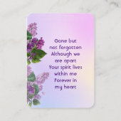Memorial Keepsake Lilac Garden Flower 名刺 (裏面)