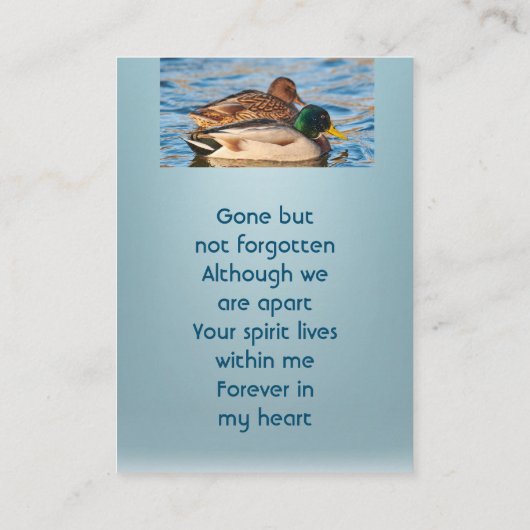 Memorial Keepsake Mallard Ducks Bird 名刺 (裏面)