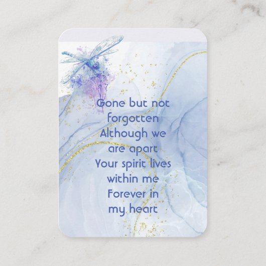 Memorial Keepsake Memorial Dragonfly  名刺 (裏面)