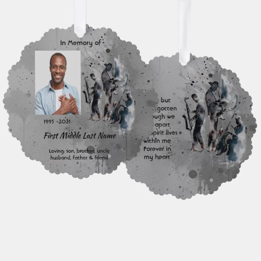 Memorial Keepsake Music Jazz Band オーナメントカード (正面/裏面)