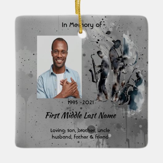 Memorial Keepsake Music Jazz Band セラミックオーナメント (正面)