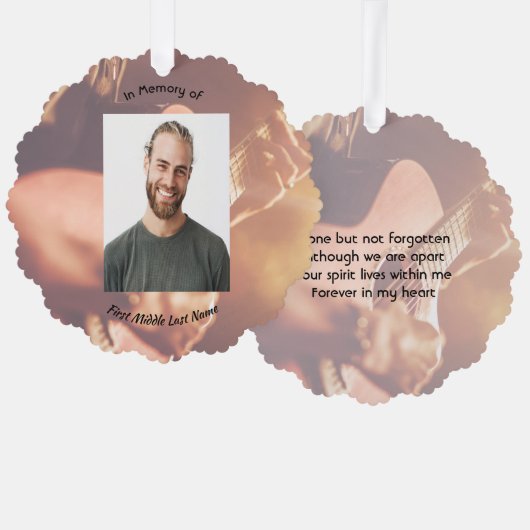 Memorial Keepsake Musician Piano Guitar オーナメントカード (正面/裏面)