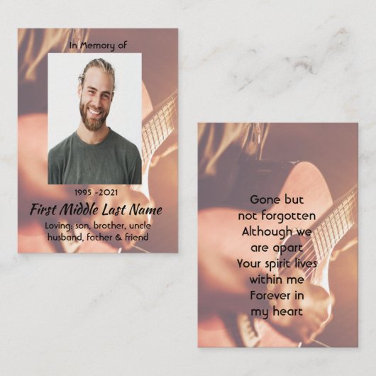 Memorial Keepsake Musician Piano Guitar  名刺 (正面/裏面)