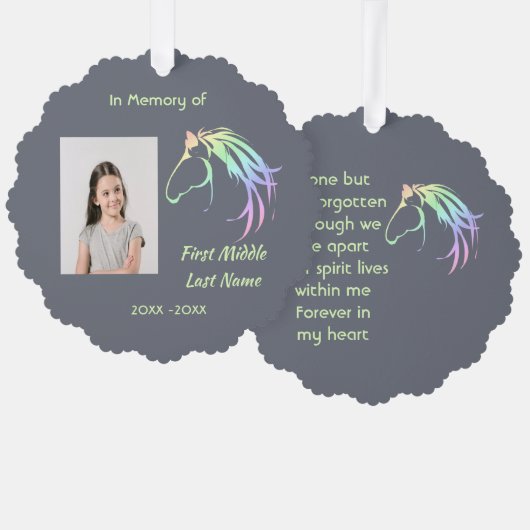 Memorial Keepsake Pastel Horse Art オーナメントカード (正面/裏面)