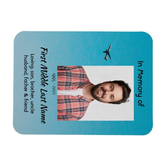  Memorial Keepsake Pilot Airplane Flying マグネット (横)