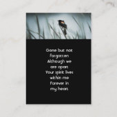  Memorial Keepsake  Red-wing Blackbird 名刺 (裏面)