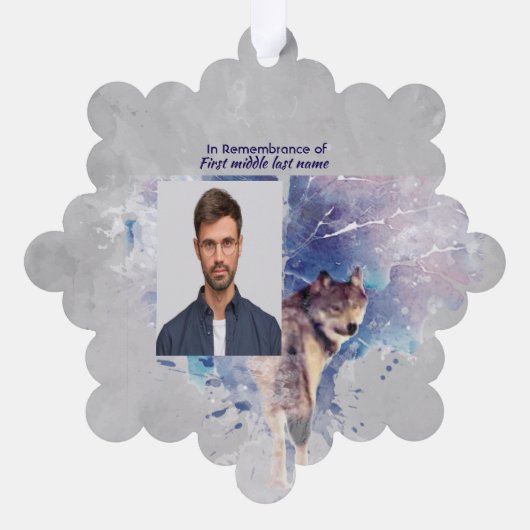 Memorial Keepsake Remembrance Wolf オーナメントカード (裏面)