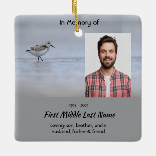  Memorial Keepsake Sandpiper Shore Bird  セラミックオーナメント (正面)