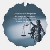 Memorial Keepsake Scales Justice Law オーナメントカード (裏面)