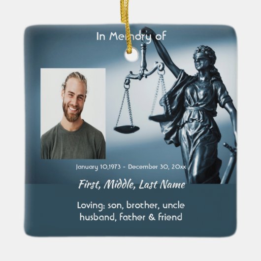 Memorial Keepsake Scales Justice Law セラミックオーナメント (正面)