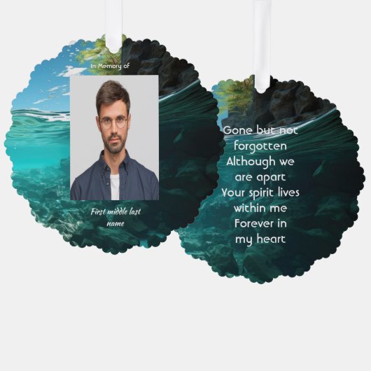 Memorial Keepsake Service Deep Sea Diving Diver オーナメントカード (正面/裏面)