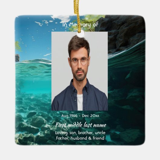 Memorial Keepsake Service Deep Sea Diving Diver セラミックオーナメント (正面)