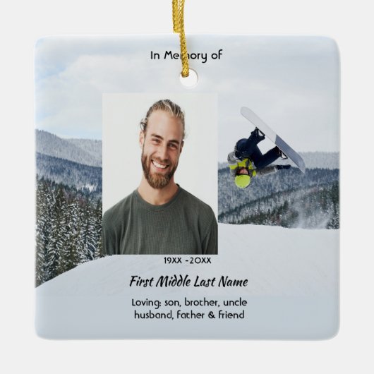 Memorial Keepsake Snowboarding Winter セラミックオーナメント (正面)