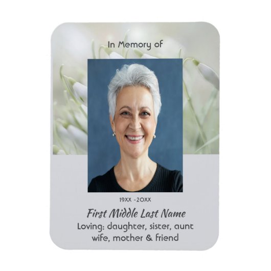 Memorial Keepsake Snowdrop Flowers マグネット (縦)