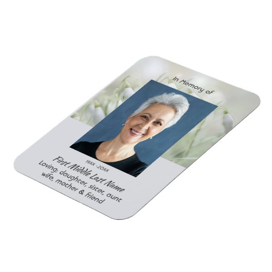 Memorial Keepsake Snowdrop Flowers マグネット (左側)