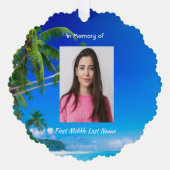 Memorial Keepsake Tropical Beach Exotic オーナメントカード (正面)