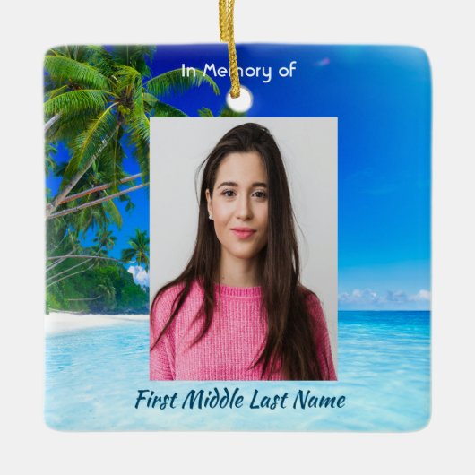 Memorial Keepsake Tropical Beach Exotic セラミックオーナメント (正面)