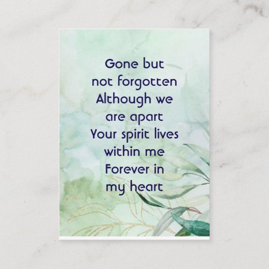 Memorial Keepsake Watercolor Foliage 名刺 (裏面)