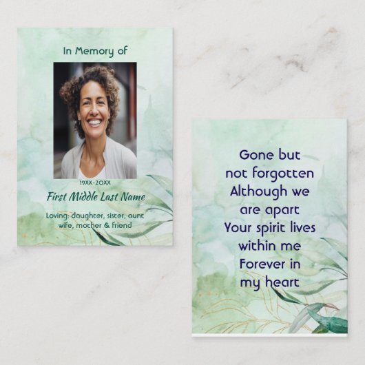 Memorial Keepsake Watercolor Foliage 名刺 (正面/裏面)