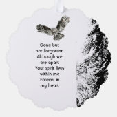 Memorial Keepsake Watercolor Owl Bird オーナメントカード (裏面)