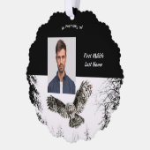 Memorial Keepsake Watercolor Owl Bird オーナメントカード (左)