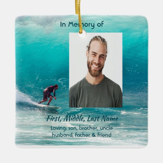 Memorial Keepsake  Wave Surfer Water セラミックオーナメント (正面)