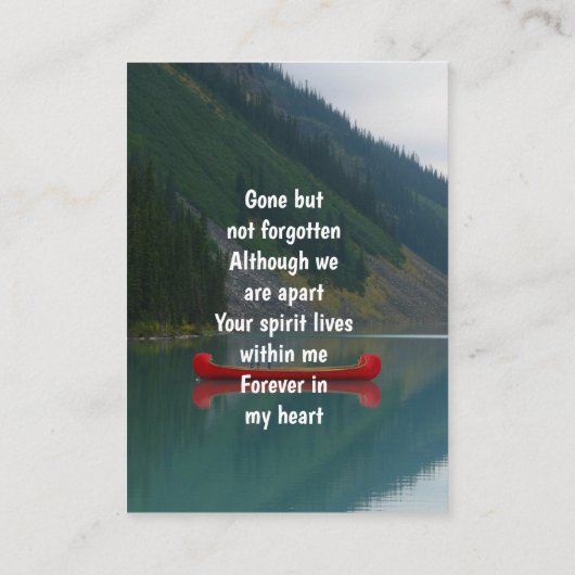 Memorial Keepsake Wilderness Lake Canoe 名刺 (裏面)