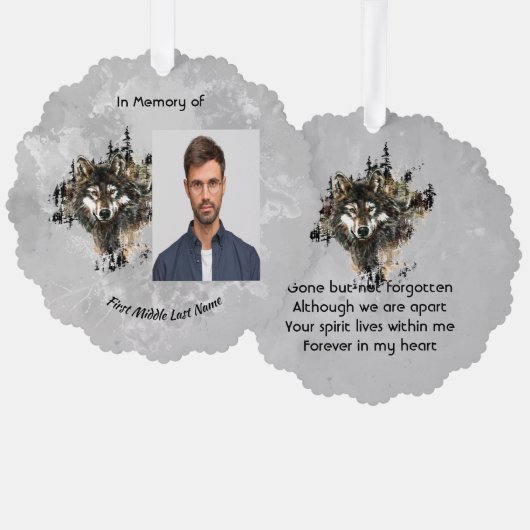  Memorial Keepsake Wolf Wolves Animal art オーナメントカード (正面/裏面)