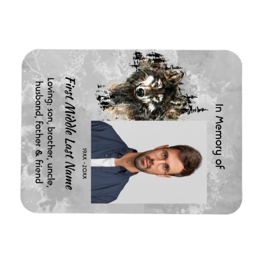 Memorial Keepsake Wolf Wolves Animal art マグネット (横)