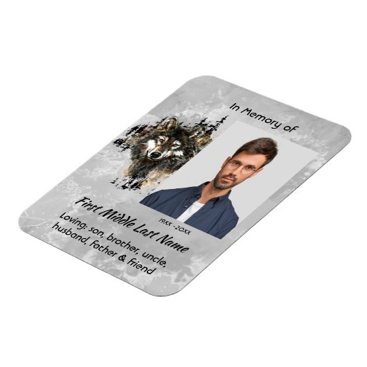 Memorial Keepsake Wolf Wolves Animal art マグネット (左側)