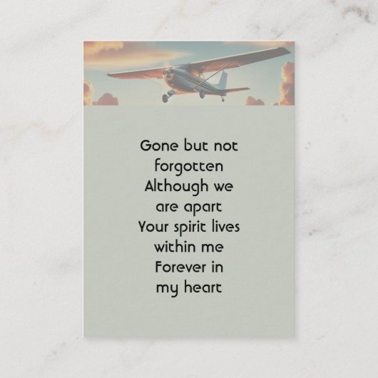  Memorial Keepsakes Pilot Airplane Sunset 名刺 (裏面)