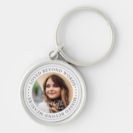 Memorial Loved Beyond Words Elegant Chic Photo キーホルダー (正面)