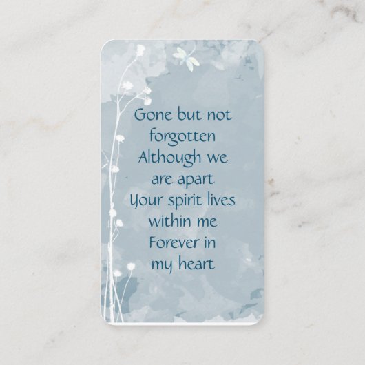 Memorial Memory Card Dragonfly White Flower 名刺 (裏面)