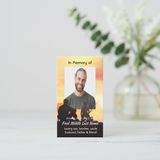 Memorial Memory Card Father Son Fishing Fisherman 名刺 (スタンド正面)