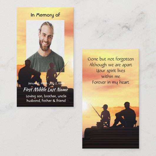 Memorial Memory Card Father Son Fishing Fisherman 名刺 (正面/裏面)