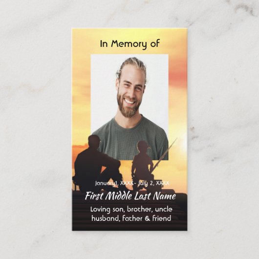 Memorial Memory Card Father Son Fishing Fisherman 名刺 (正面)