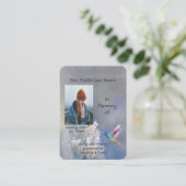 Memorial Memory Card Hummingbird White Flowers 名刺 (スタンド正面)
