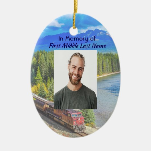 Memorial Memory Card Train Rail Tram Railway セラミックオーナメント (正面)
